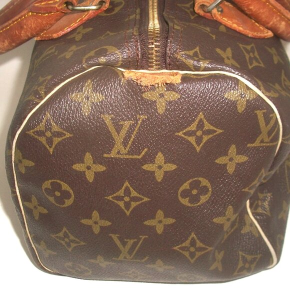 Vintage Very Worn Very Old Duffel in Style of Monogram Speedy NOT Louis Vuitton - Picture 7 of 13
